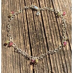 Elyse Ryan Sterling Silver and Crystal Ankle Bracelet